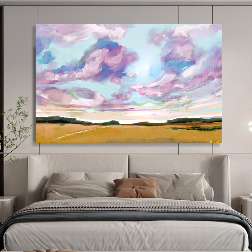 Pink - Purple Cloud Pastoral Painting: Restoring the Poetic Sky of the Pastoral DLZ149