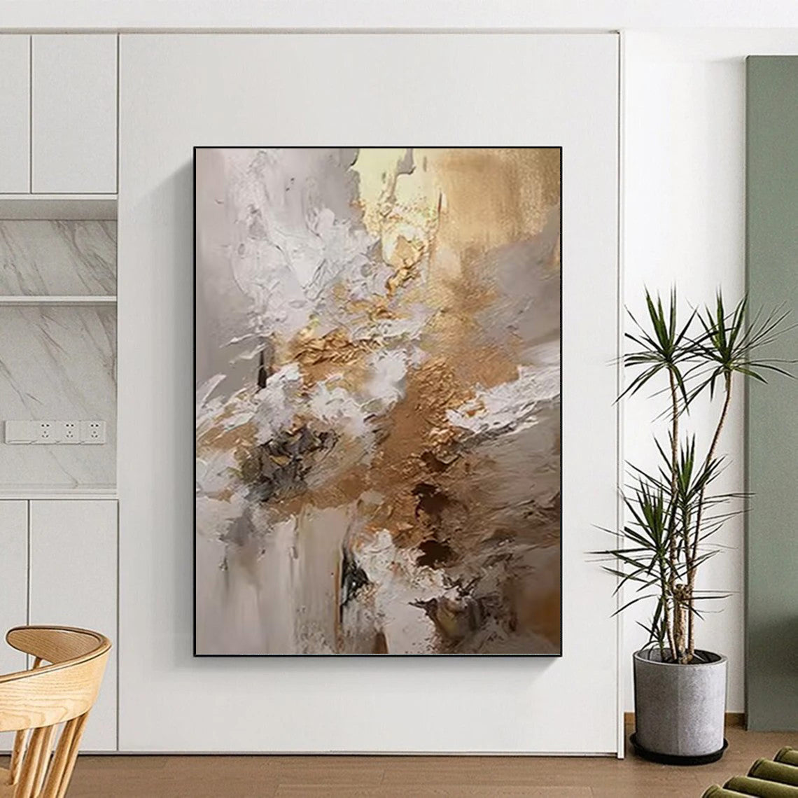 Productively Oversized Hand - Painted Textured Abstract Canvas for Home Office & Study Nook DKH1246