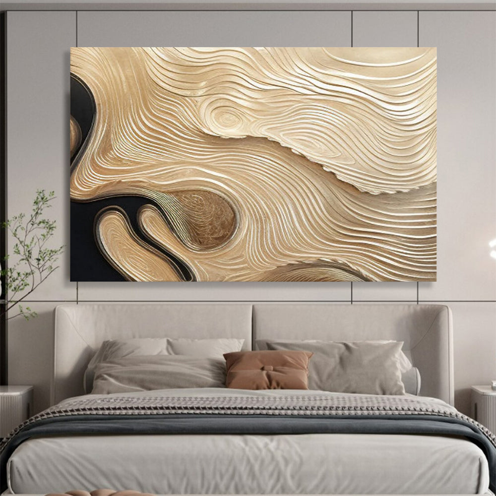 Gold Wave Relief Art - Luxury Living Room Centerpiece DLZ101