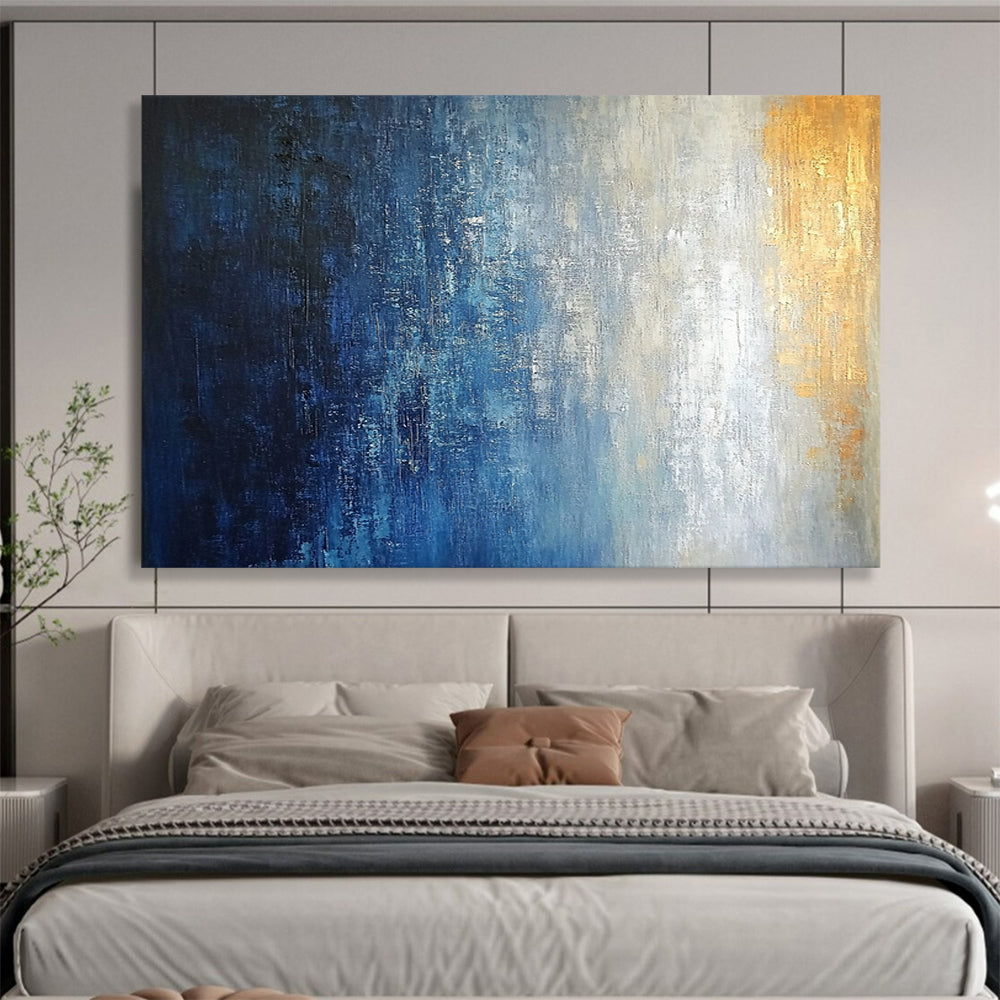 “Blue - Gold Gradient Abstract” - Blue, Gold with Smooth Gradient - Painting On Canvas HB1390