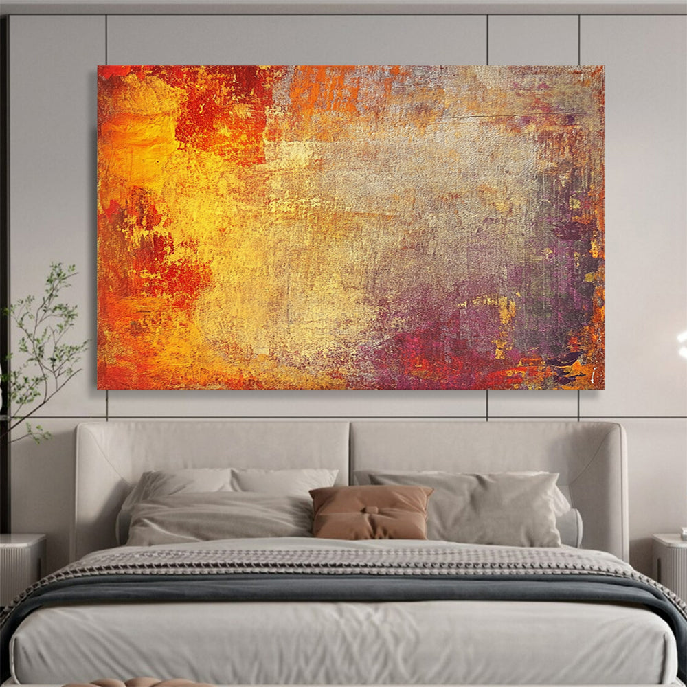 “Warm Textured Background” - Orange, Yellow, Red, Purple, Gray - Textured Abstract Background - Acrylic Painting HB1325