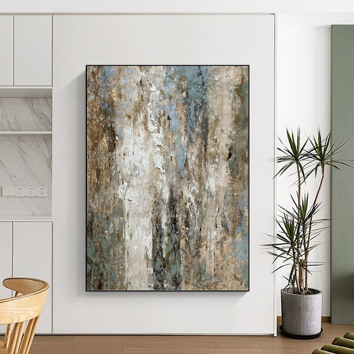 Extra - Vast - Reach Vertical Hand - Painted Custom Abstract Symphony (with Rich Textures), for Office and Entryway DKH1531