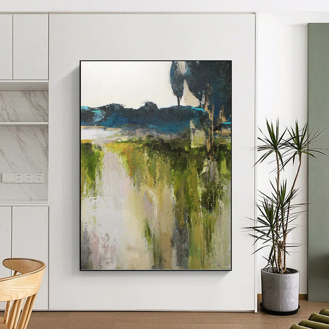 Oversized Custom - Rendered Hand - Painted Textured Abstract Painting for Dining Room & Hallway DKH1022