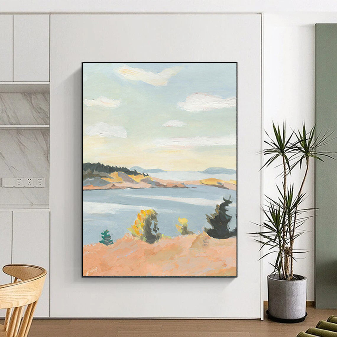 Large - Format Hand - Painted Custom Abstract Canvas (with Abundant Textures), for Decorating Living Room and Bar DKH1460