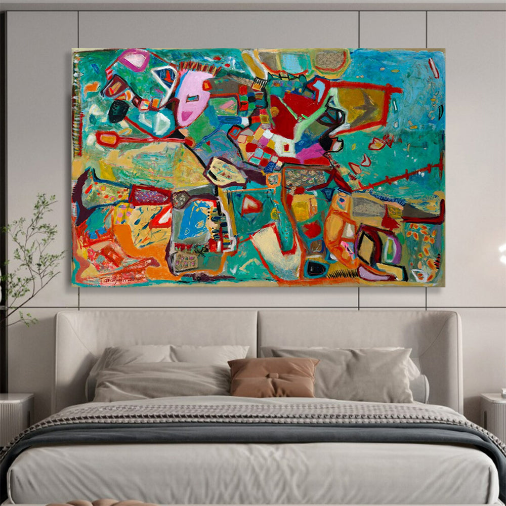 Colorful Abstract Collage - Bold Modern Living Room Focal Point DLZ233