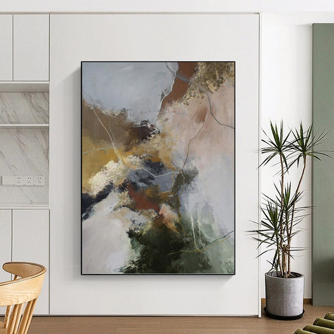 Custom - Tailored Hand - Painted Textured Abstract Canvas for Bedroom & Dining Room DKH1004