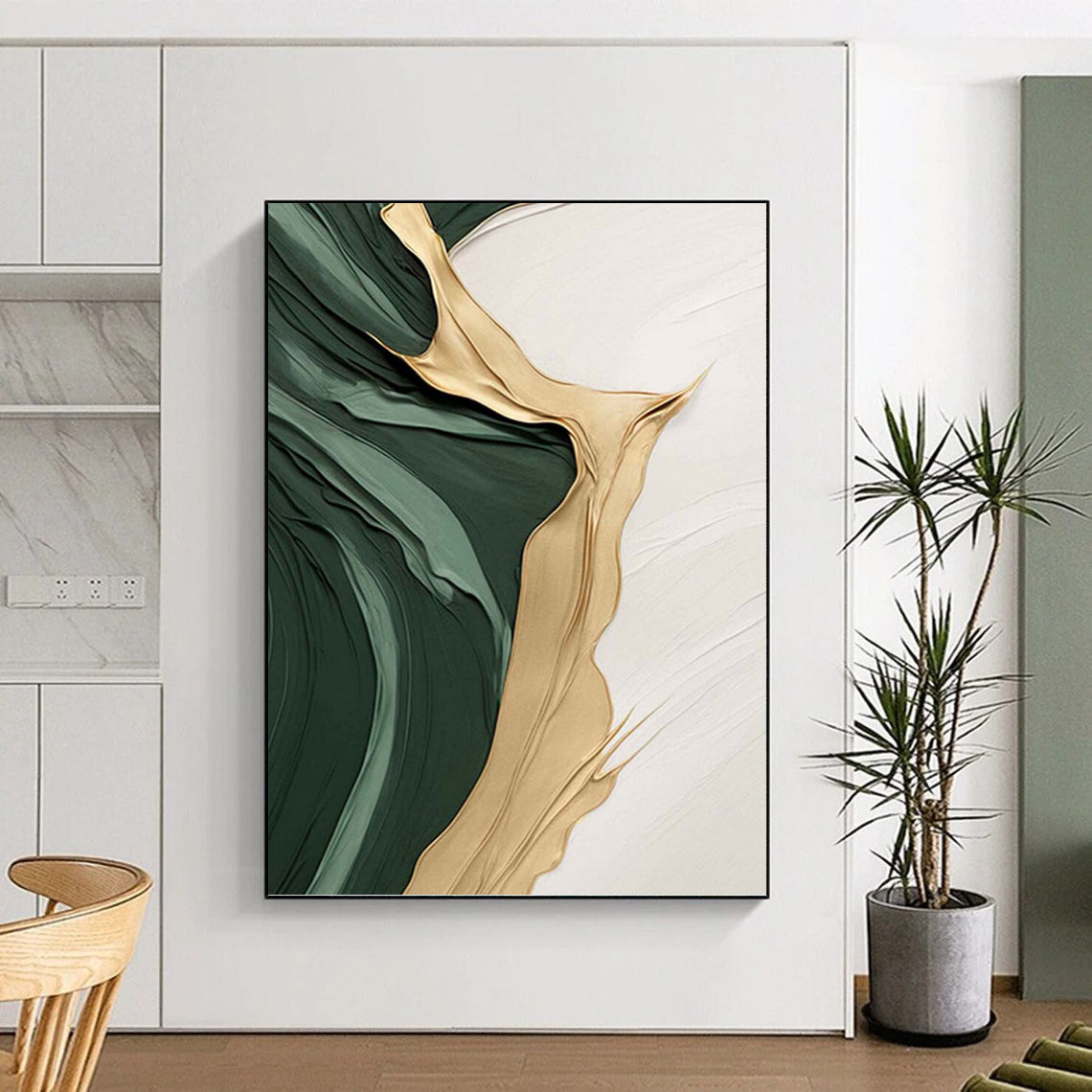Oversized - Format Hand - Painted Textured Custom Abstract Gemstone, for Hotels and Entryway DKH1496