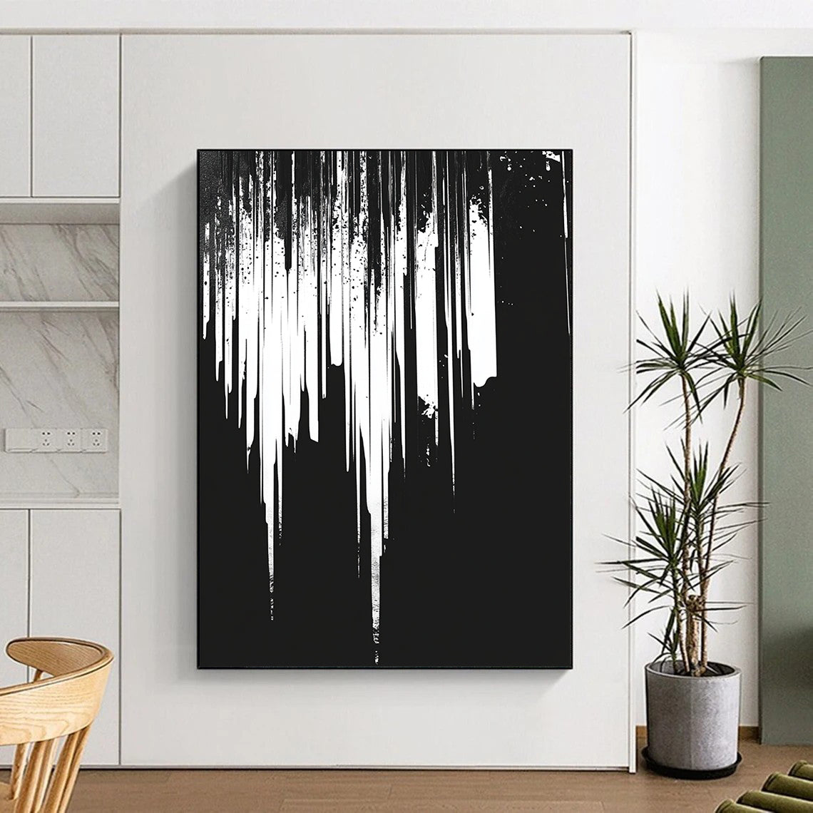 White Dripping with Texture "Rustic Drip" Painting On Canvas HB309