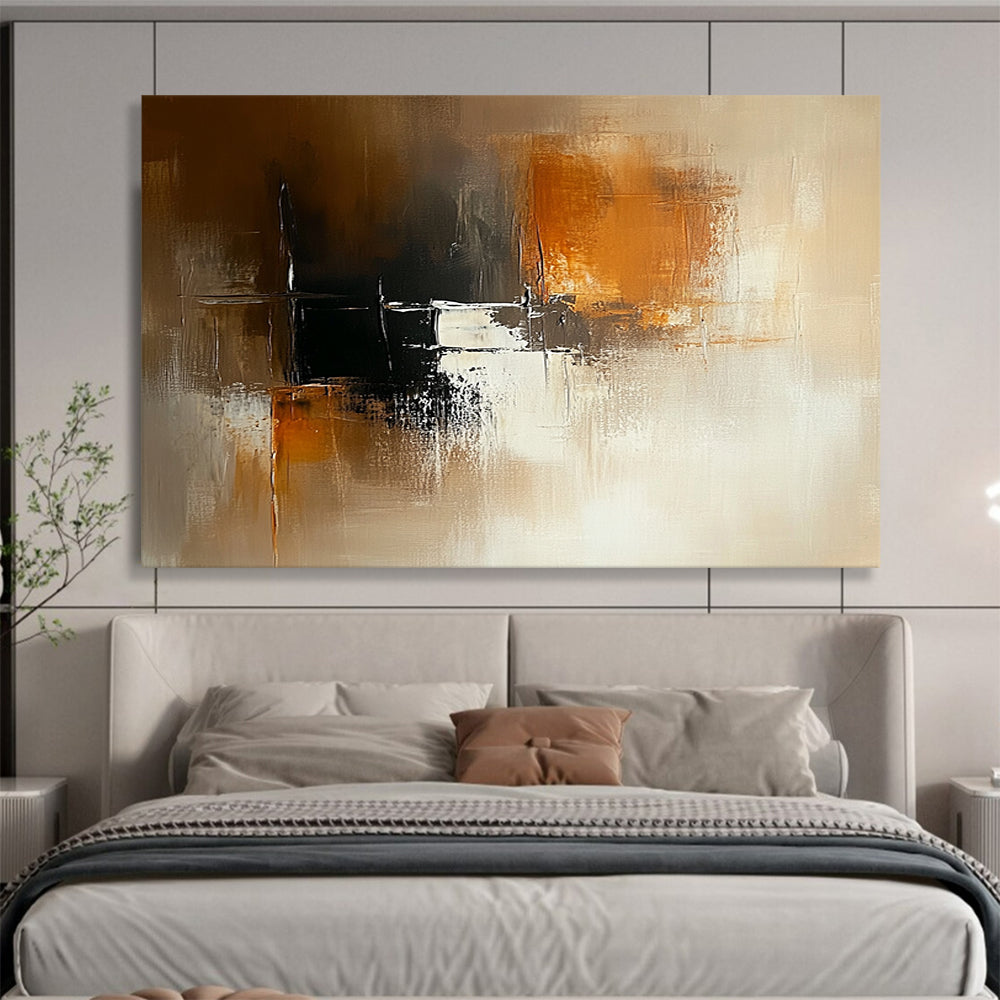 “Warm Brown - Black Textures” - Brown, Black, White, Textured Layers - Abstract Impasto Acrylic Painting HB1524