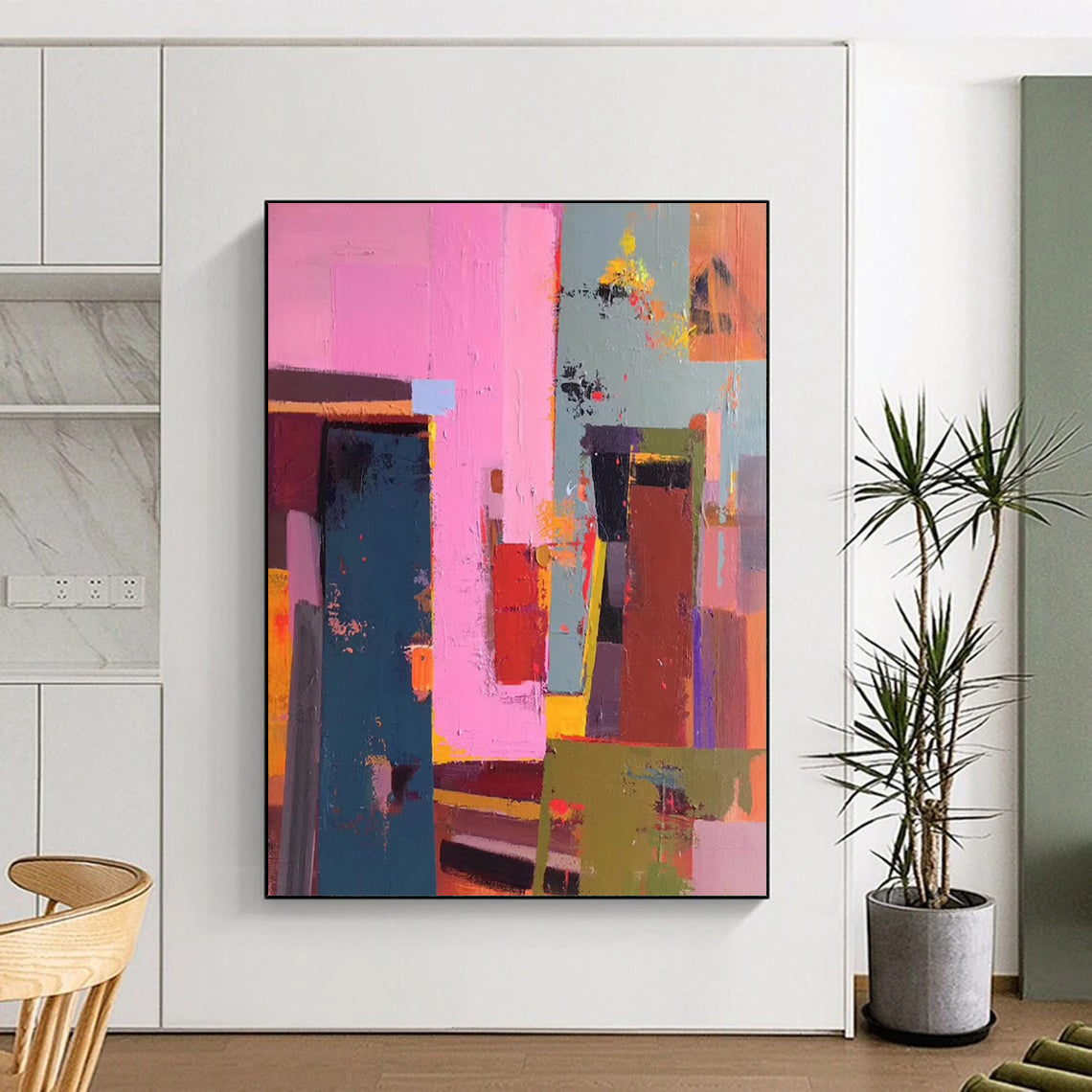 Super - Sized - Format Hand - Painted Custom Abstract Work for Hallway and Hotel DTP050