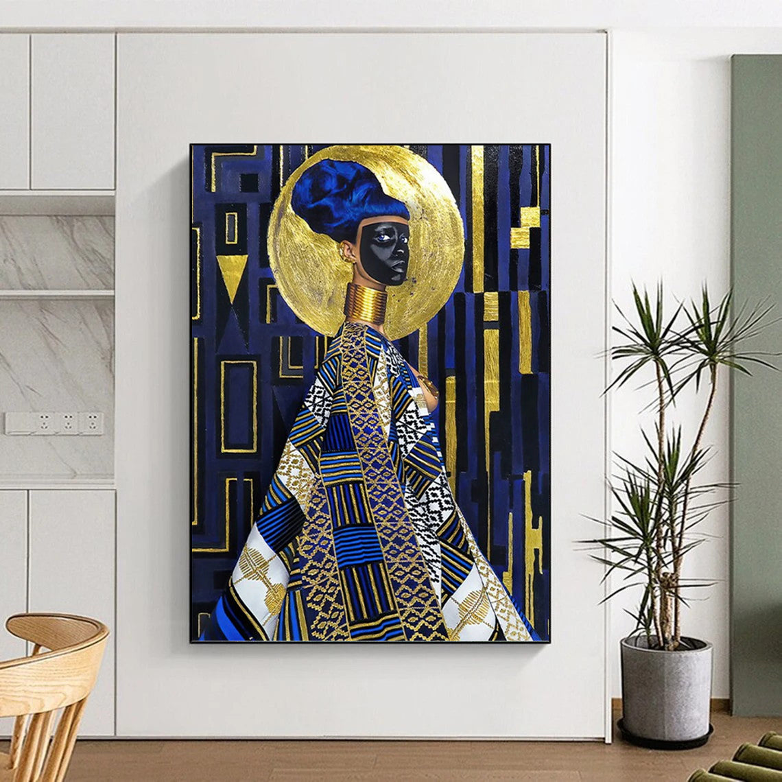 Giant - Scale Vertical Hand - Painted Textured Custom Abstract Odyssey (with Terra - Cotta Textures) for Bedroom and Entryway DKH1624