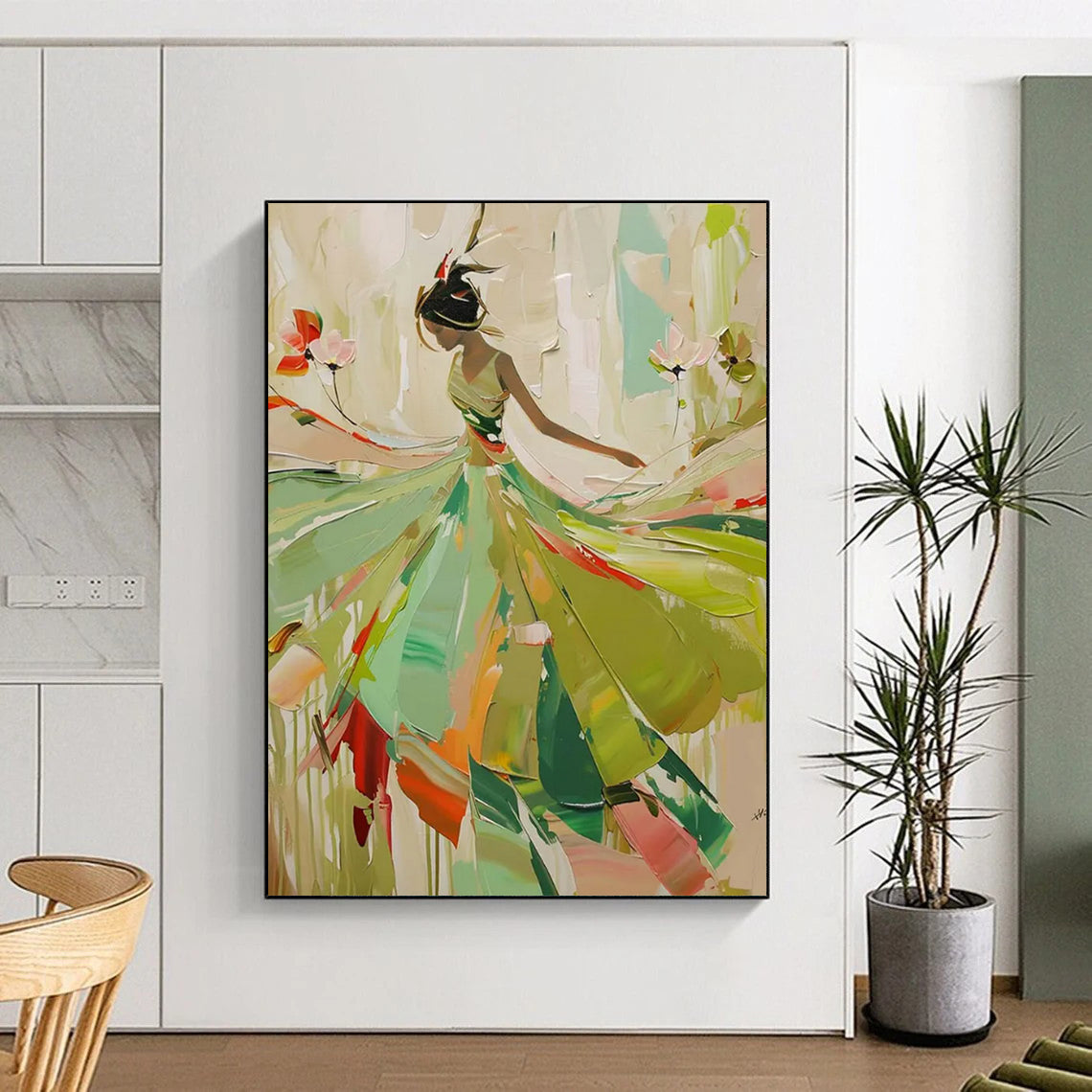 Aetherial Whispers: Hand - Painted Custom Abstract Canvas for Living Room and Bar DTP082