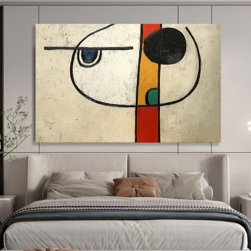“Whimsical Abstract Face” - Black, White, Blue, Red, Yellow, Green - Playful Abstract Portrait - Acrylic Painting HB1313