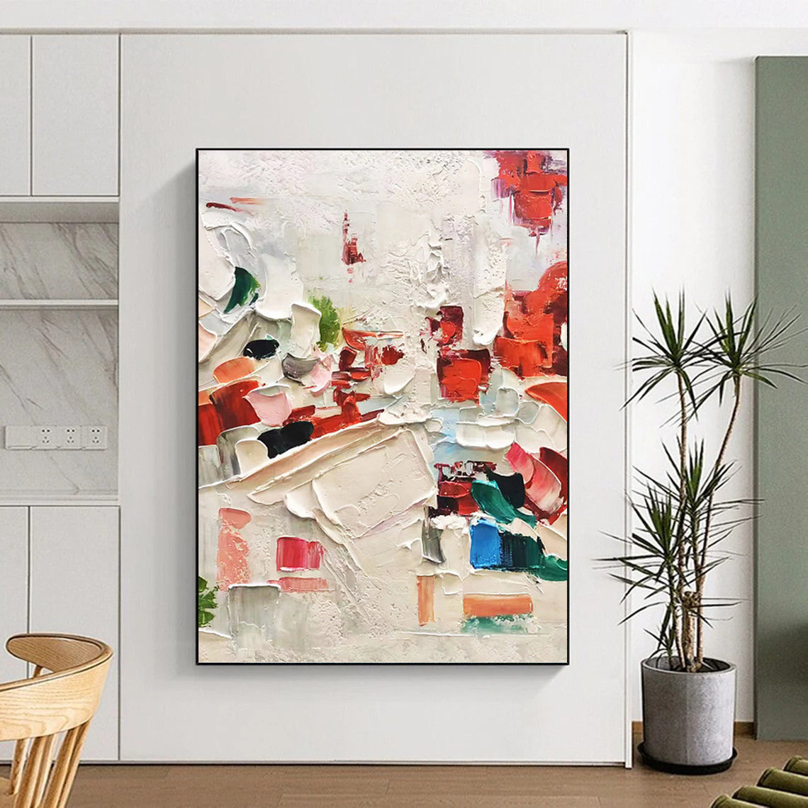 Large - Format Hand - Painted Custom Texture Canvas Abstract for Bedroom & Hallway DKH1044