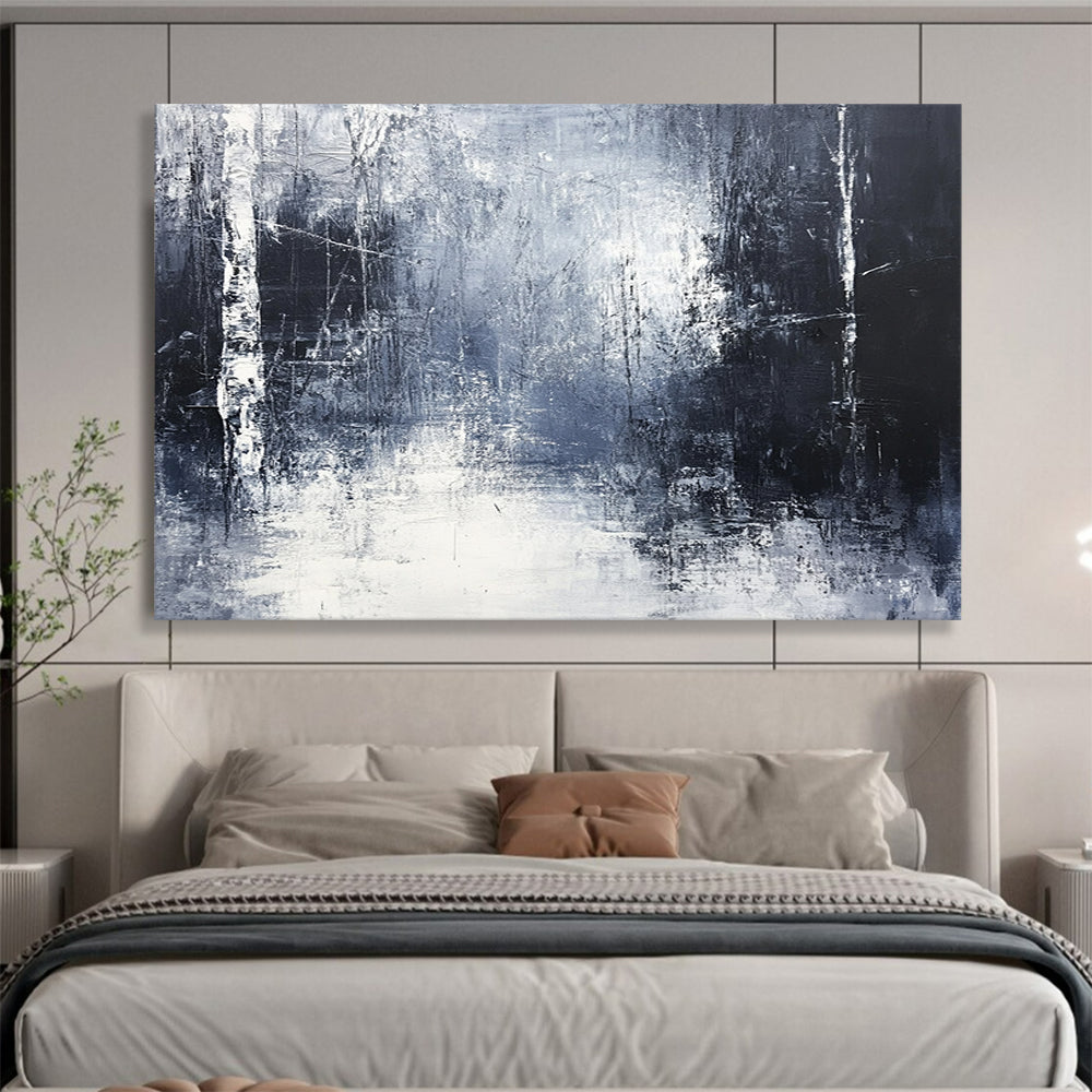 “Gray Abstract Forest” - Gray, White, Black with Forest - like Textures - Abstract Acrylic Painting HB1351