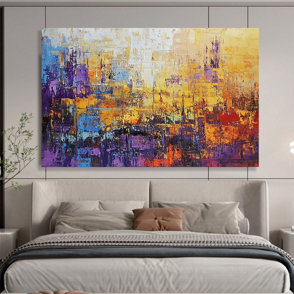 “Colorful Abstract City” - Purple, Orange, Blue, Abstract Cityscape HB1131