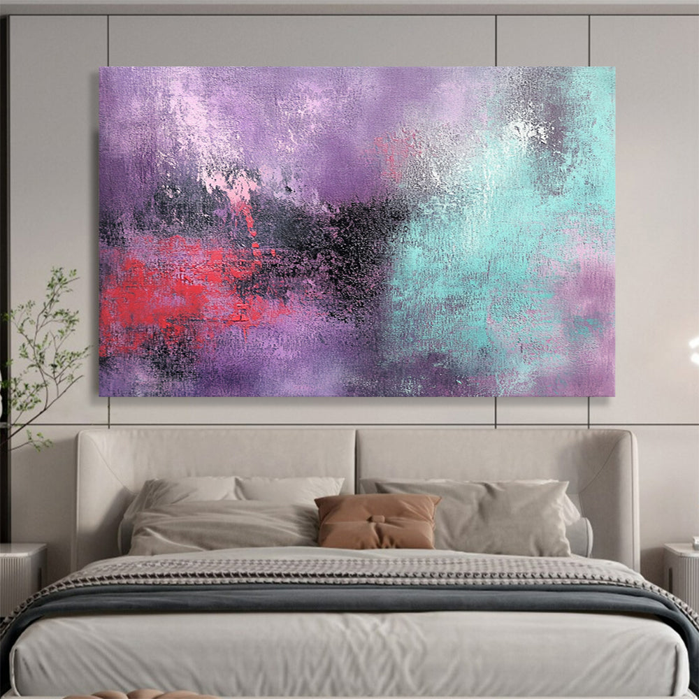 “Purple - Teal Abstract Blend” - Purple, Teal, Red, Black with Blended Textures - Abstract Acrylic HB1363