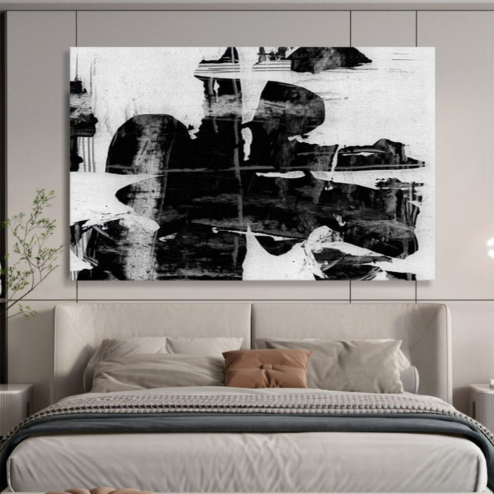 Monochrome Abstract Fusion - Oversized Edgy Living Room Art DLZ134