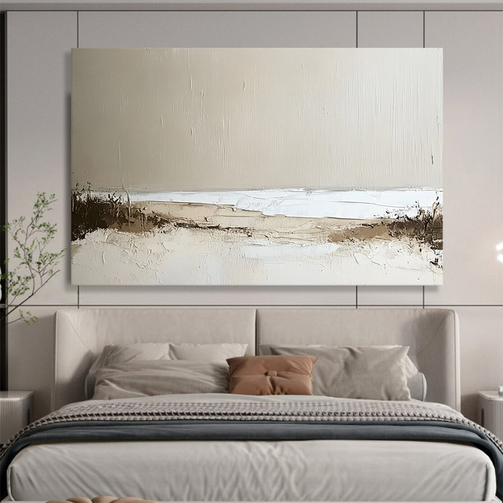 “Neutral Coastal Textures” - Beige, White, Brown, Abstract Seaside - Textured Acrylic Painting HB1496