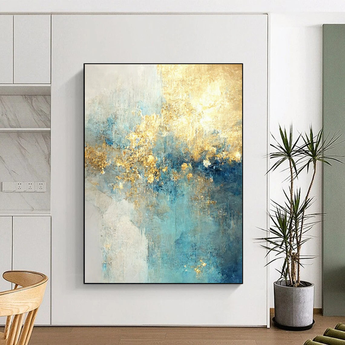 Monumental - Extent Hand - Painted Textured Custom Abstract Gemstone for Dining Room and Living Room DTP077