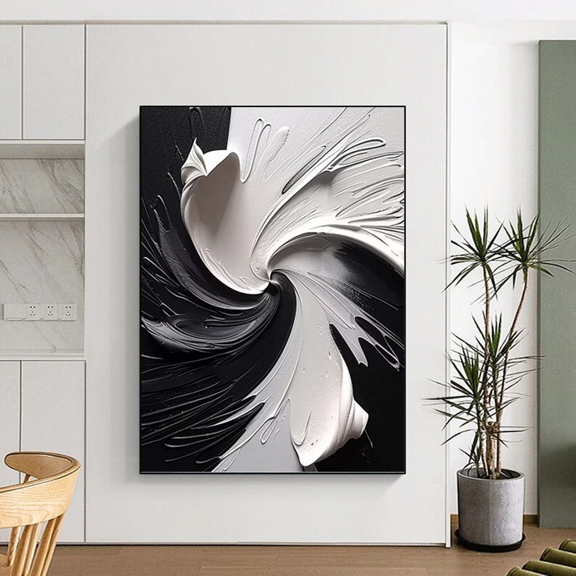 Extra - Vast Hand - Painted Custom Abstract Painting (with Rich Textures), for Office and Bar DKH1474