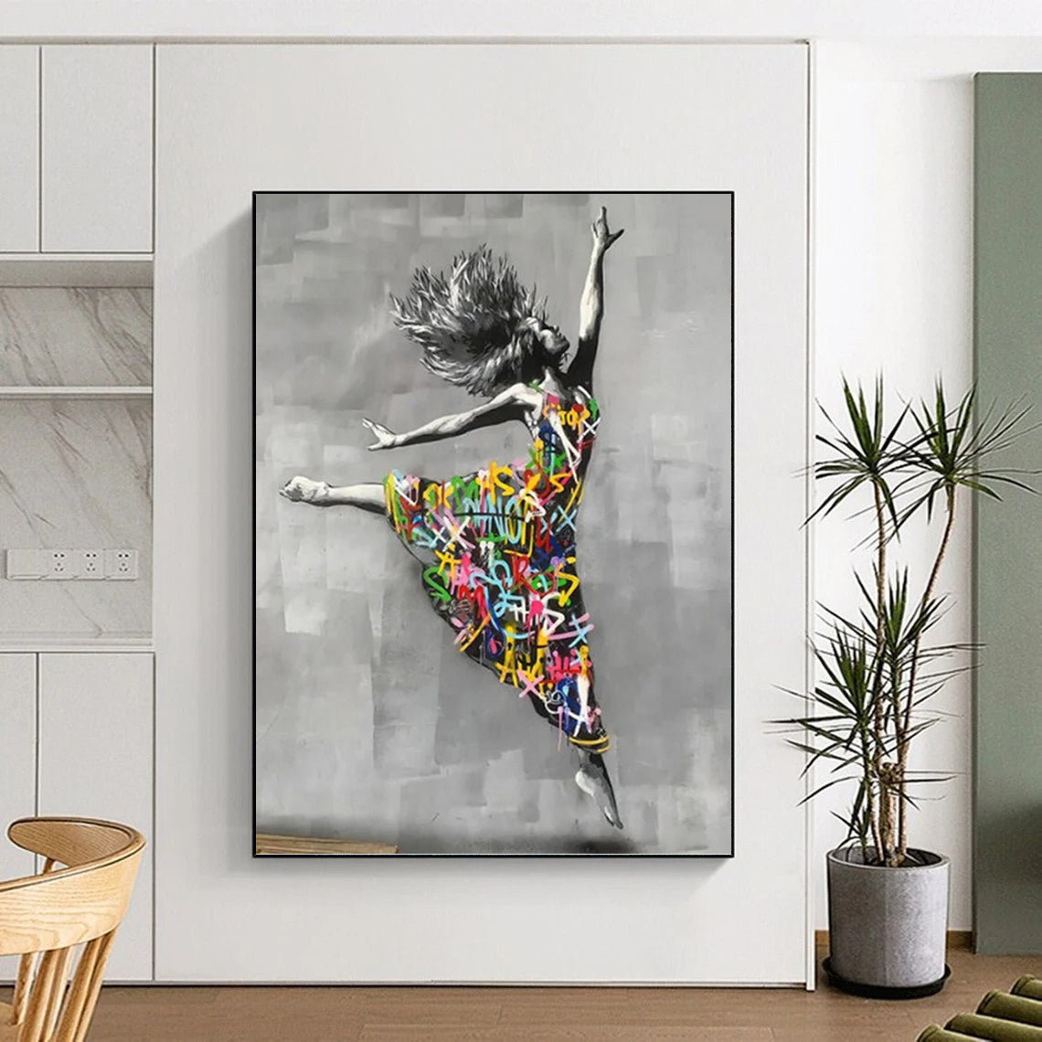Sky - Piercing Vertical Hand - Painted Custom Abstract Masterwork with Geode Textures, for Bedroom and Dining Room DKH1605