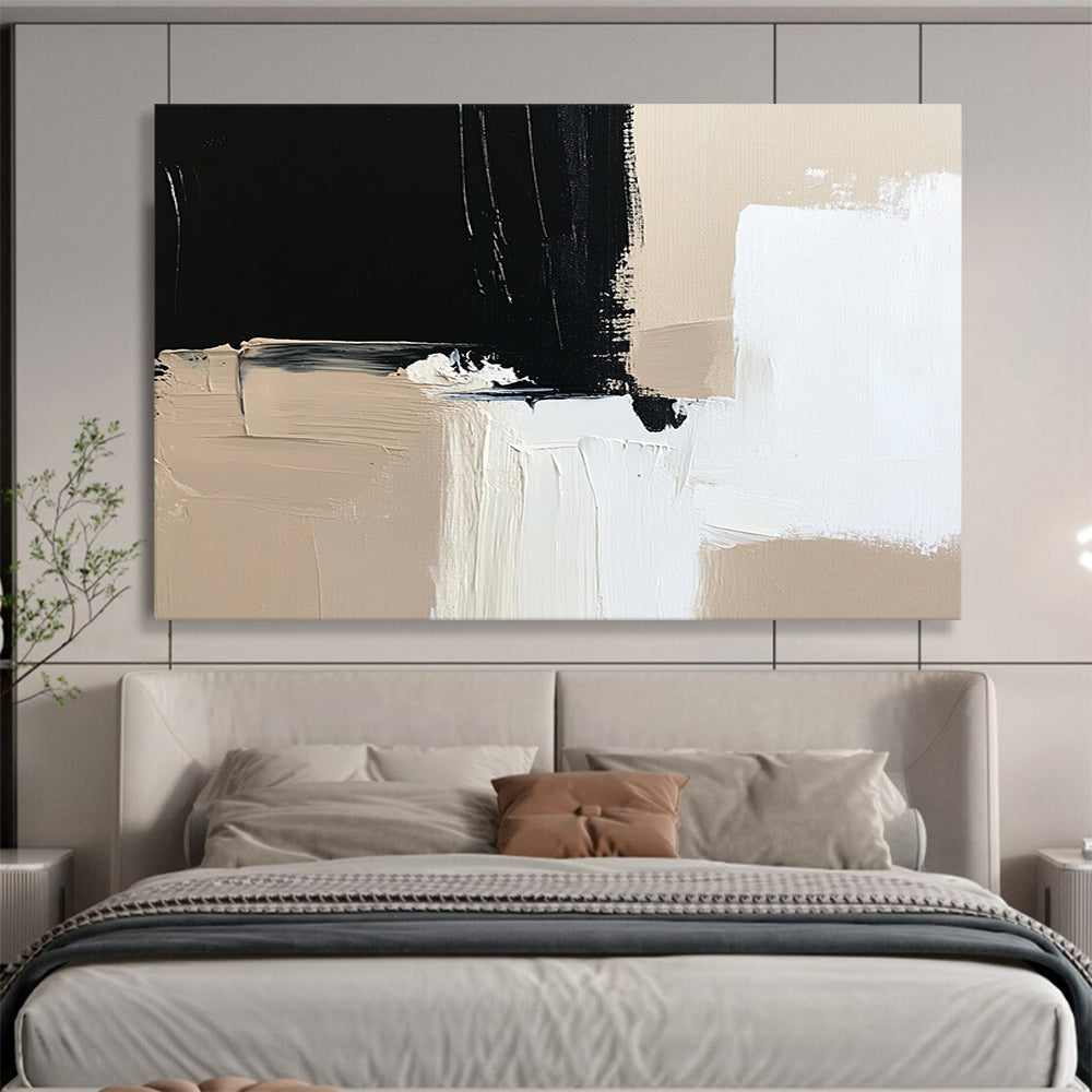 “Contrasting Neutral Blocks” - Beiges, Blacks, Whites, Abstract Color Blocks - Acrylic Painting HB1625