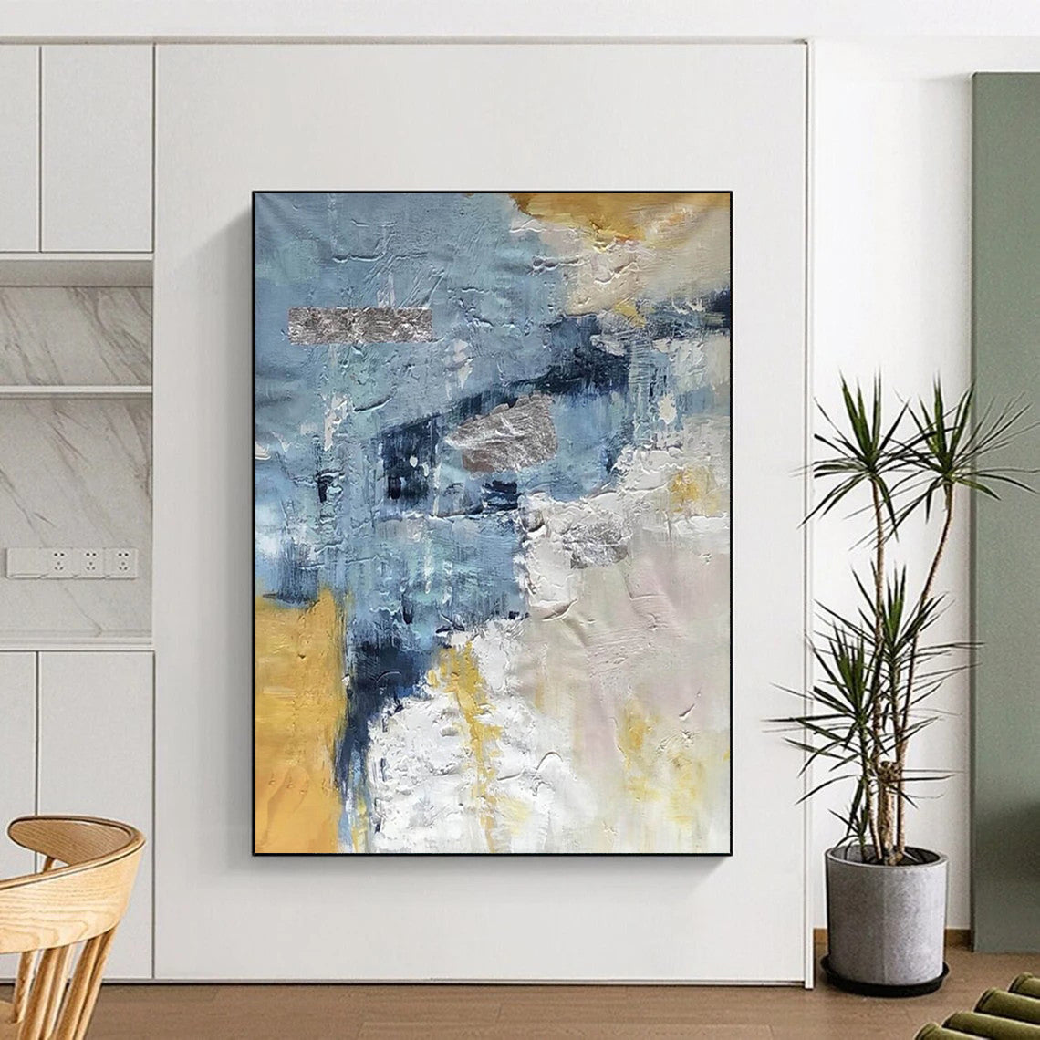 Hand-Painted Large-Scale Abstract Art: Textures for Living Room & Office DTP255