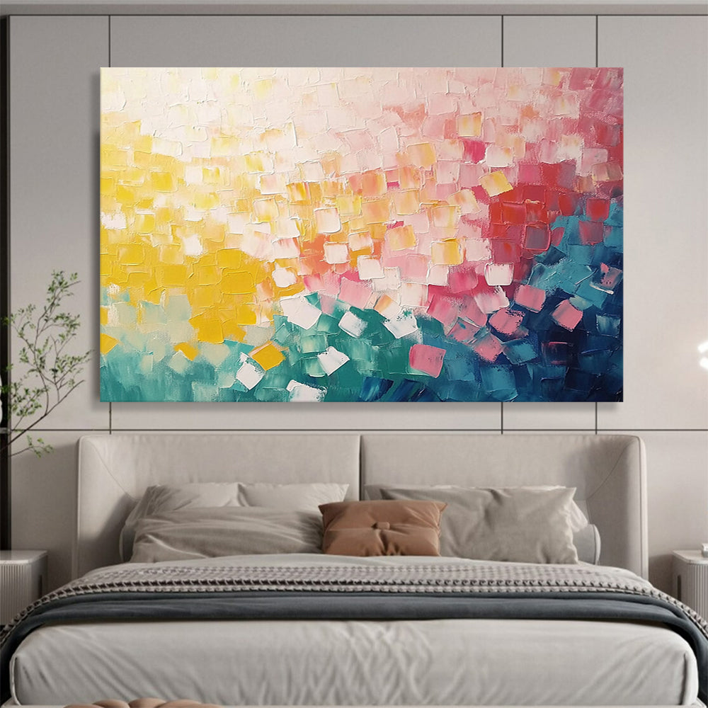 “Colorful Square Impasto” - Pointillist - Inspired Painting On Canvas HB0515