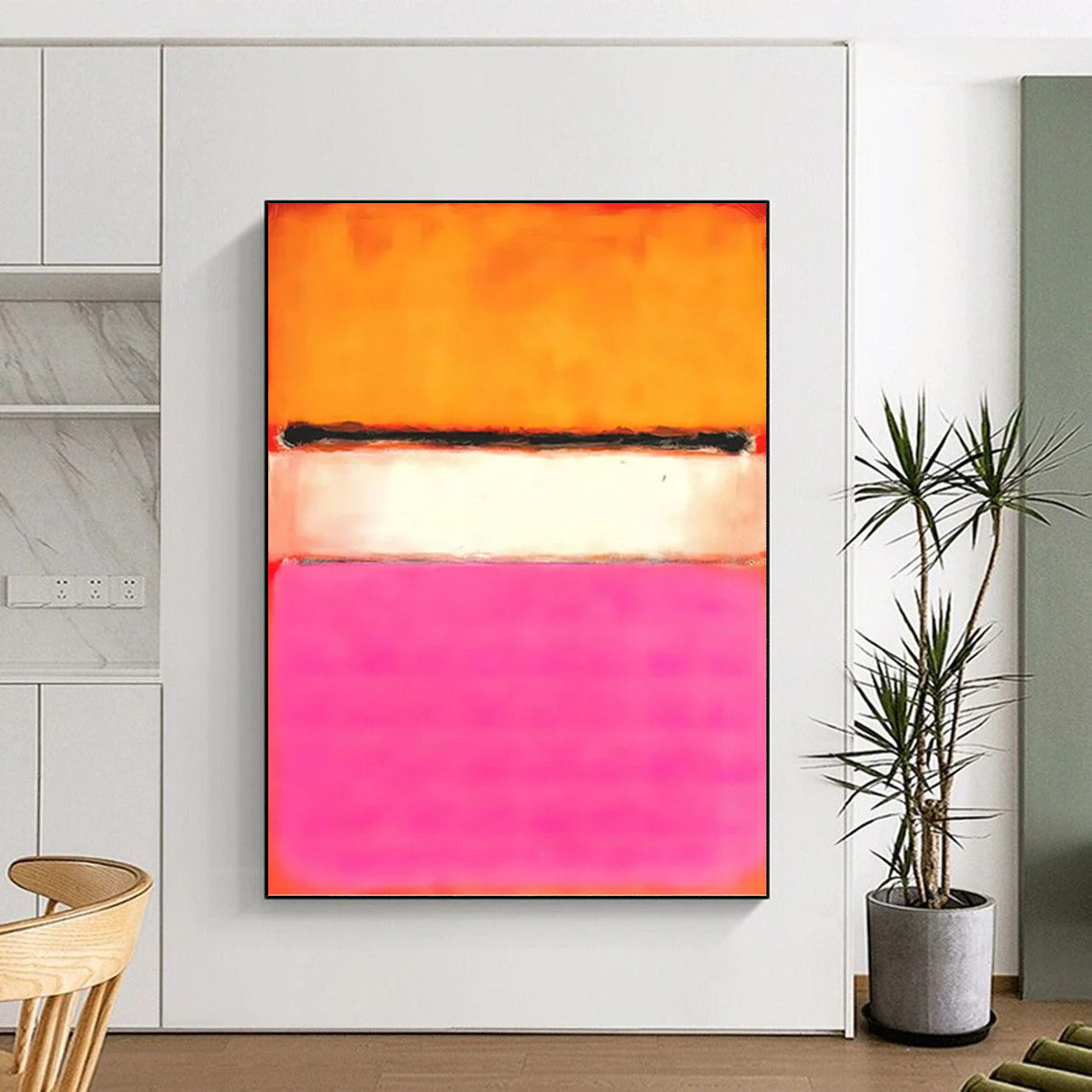Gargantuan Vertical Hand - Painted Textured Custom Abstract Canvas with Coral - Reef Textures, for Entryway and Hallway DKH1608