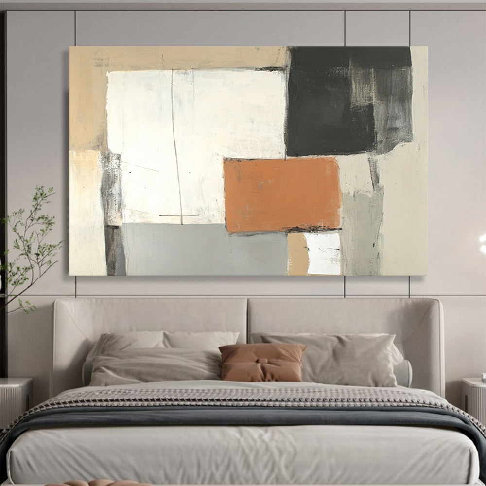 Neutral Tones Abstract Geometric - “Minimalist Blocks” Painting On Canvas HB1459