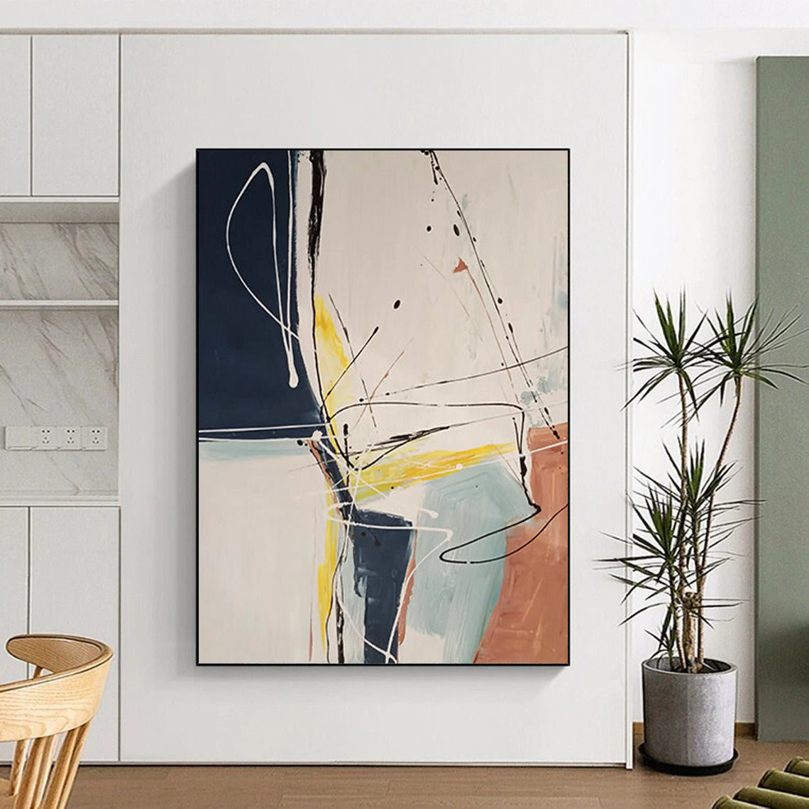Extra - Large Hand - Painted Textured Custom Abstract Gemstone for Living Room and Hotel DTP037