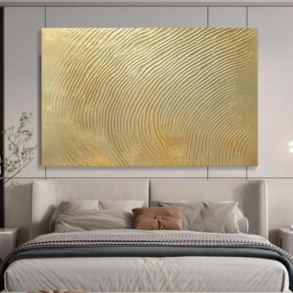 “Golden Ripple Texture” - Gold, Textured Abstract Painting On Canvas HB0725