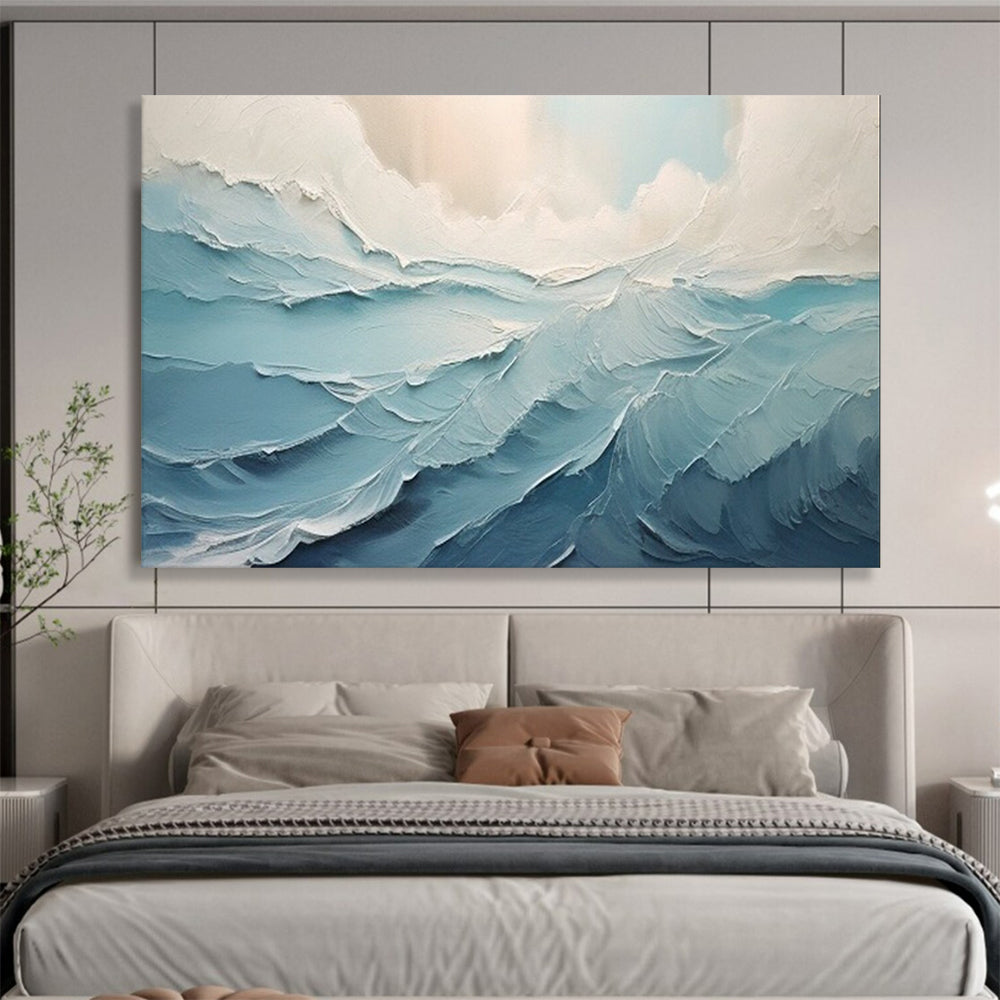 Textured Ocean Wave - Dynamic Coastal Living Room Art DLZ227
