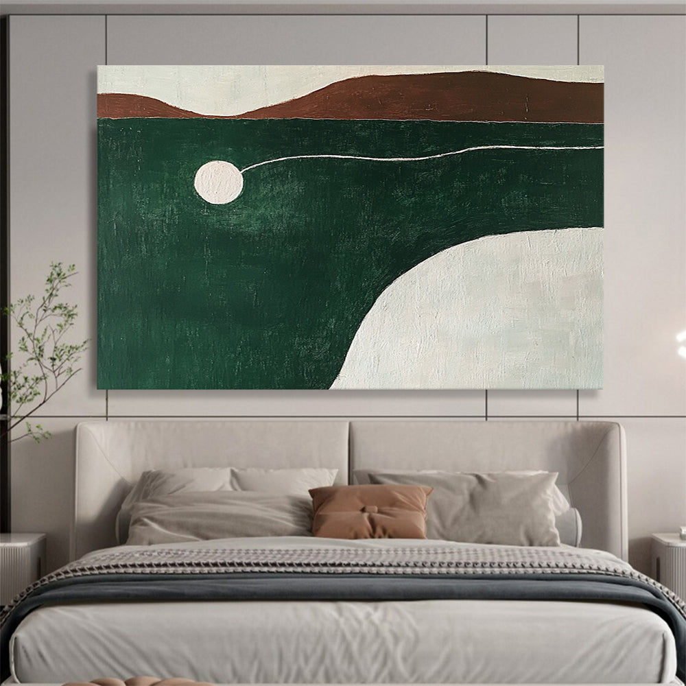 “Minimalist Landscape” - Greens, Browns, Whites, Abstract Landscape - Minimalist Oil Painting HB1585