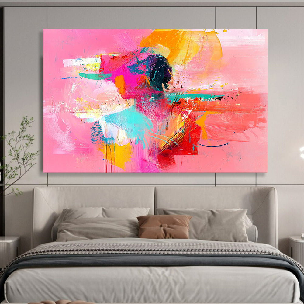 “Vibrant Pink Portrait” - Pink, Orange, Teal, Abstract Figure - Contemporary Pop - Inspired Acrylic Painting HB1539