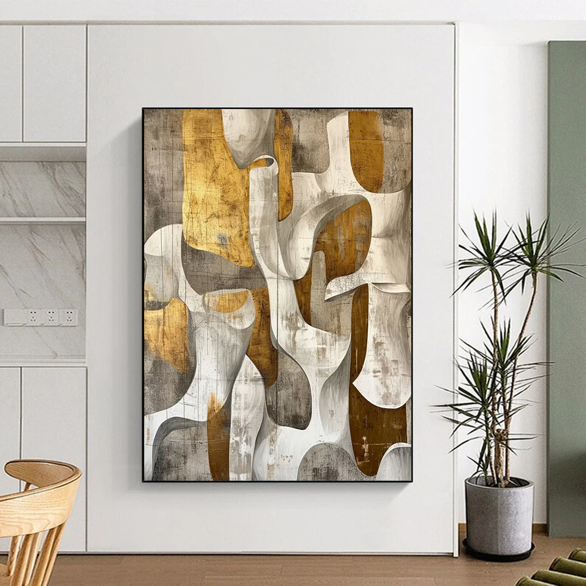Large - Format Hand - Painted Custom Abstract Gemstone for Dining Room and Office DTP011