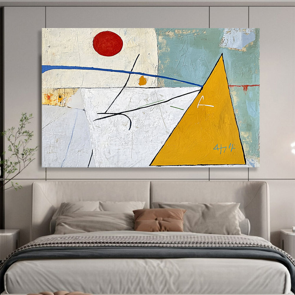 “Geometric Play” - Red, Blue, Yellow, Abstract Shapes - Cubist - Inspired Acrylic Painting HB1527