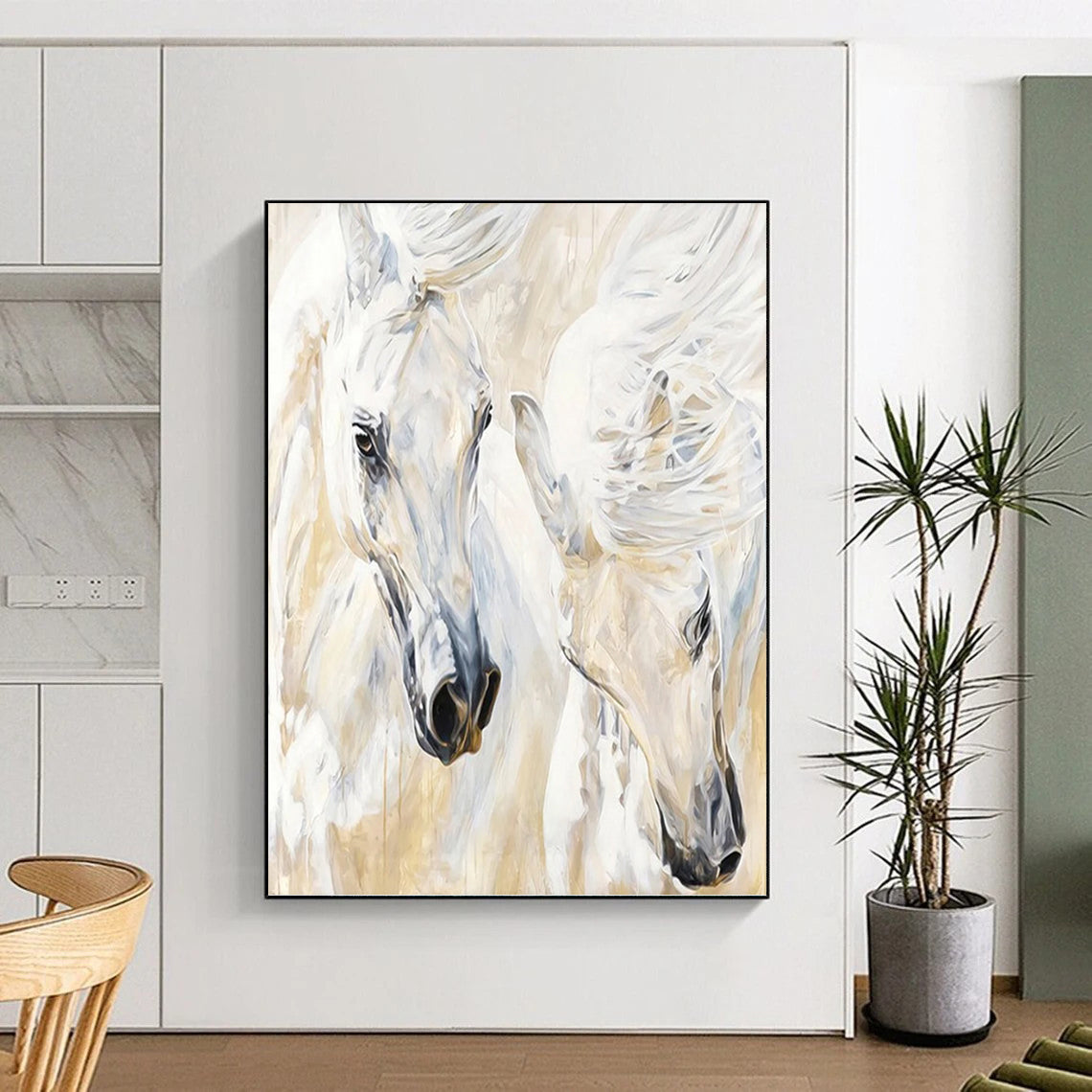 Custom Vertical Hand - Painted Large Abstract Canvas for Office and Entryway DKH1641