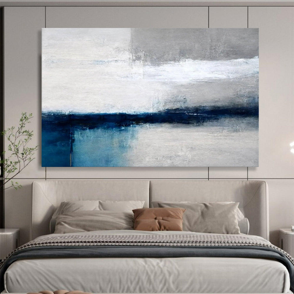 Soft Grey & Blue Horizon - Serene Bathroom Oasis DLZ059