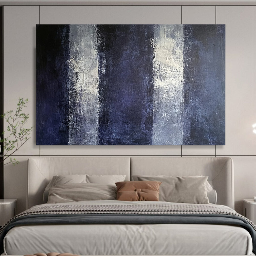 “Moody Purple Stripes” - Purple, Gray, Black, Abstract Vertical Strokes Painting On Canvas HB1034