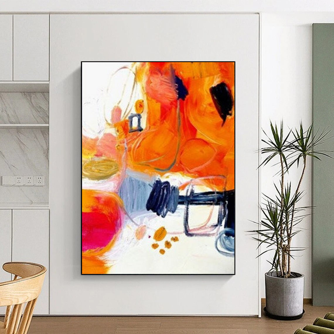 Custom Handmade Abstract Paintings: Big Sizes, Textured Details for Dining Room & Entryway DTP272
