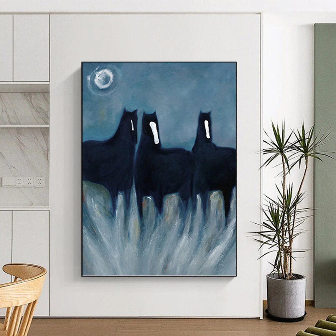 Large - Scale Hand - Painted Custom Abstract Canvas (with Unique Textures), for Decorating Dining Room and Bar DKH1444