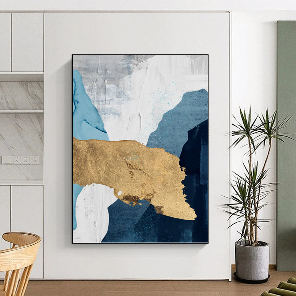 Mammoth - Scaled Vertical Hand - Painted Custom Abstract Canvas (with Three - Dimensional Textures), Beautifying Living Room and Entryway DKH1527