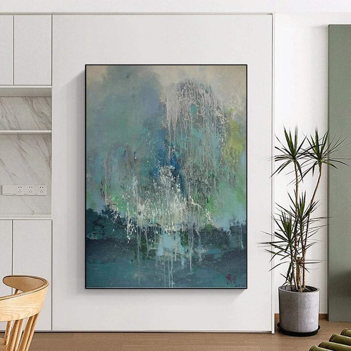 Enormous Hand - Painted Textured Abstract Mural for Bar & Living Room DKH1199