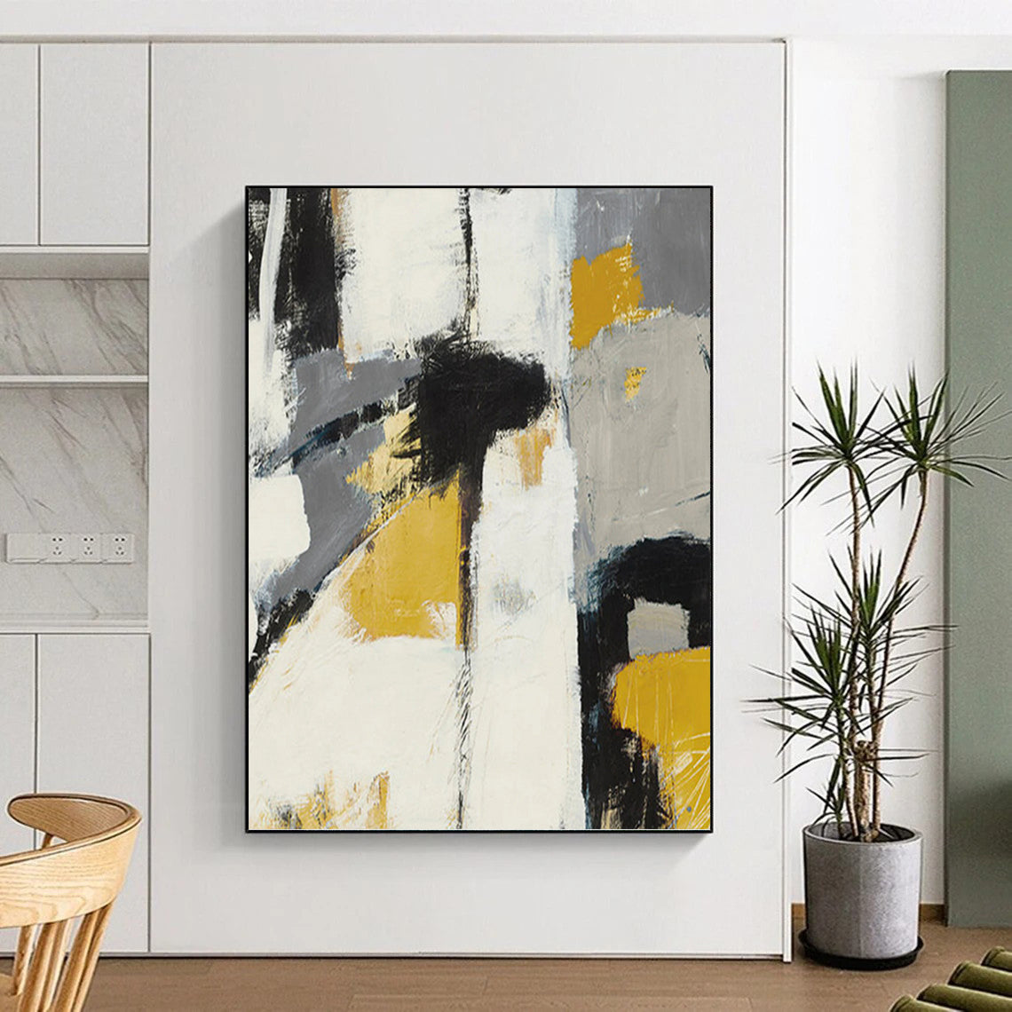 Colossal - Dimensioned Vertical Hand - Painted Custom Abstract Tapestry (with Lush Textures), for Arranging in Dining Room and Hotel Lobby DKH1525