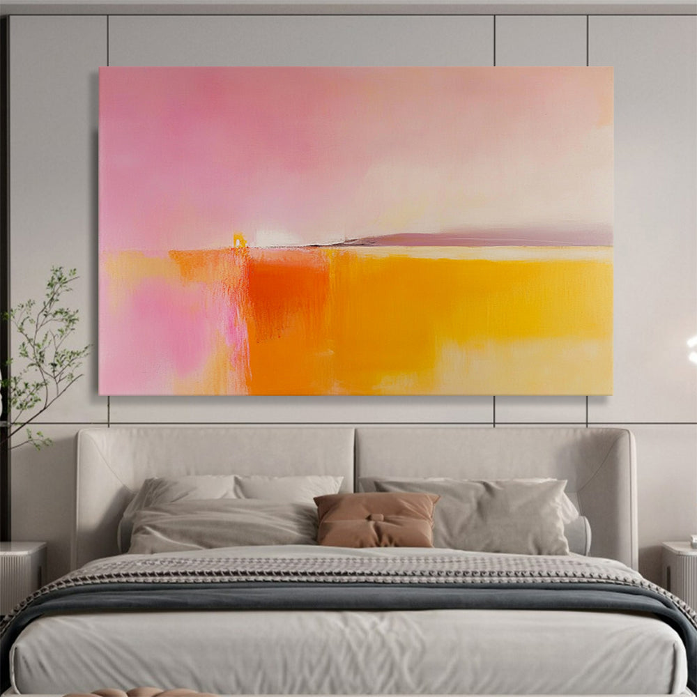 “Pink Orange Abstract Horizon” - Pink, Orange, Yellow, Purple, Abstract Horizon - Painting On Canvas HB1432