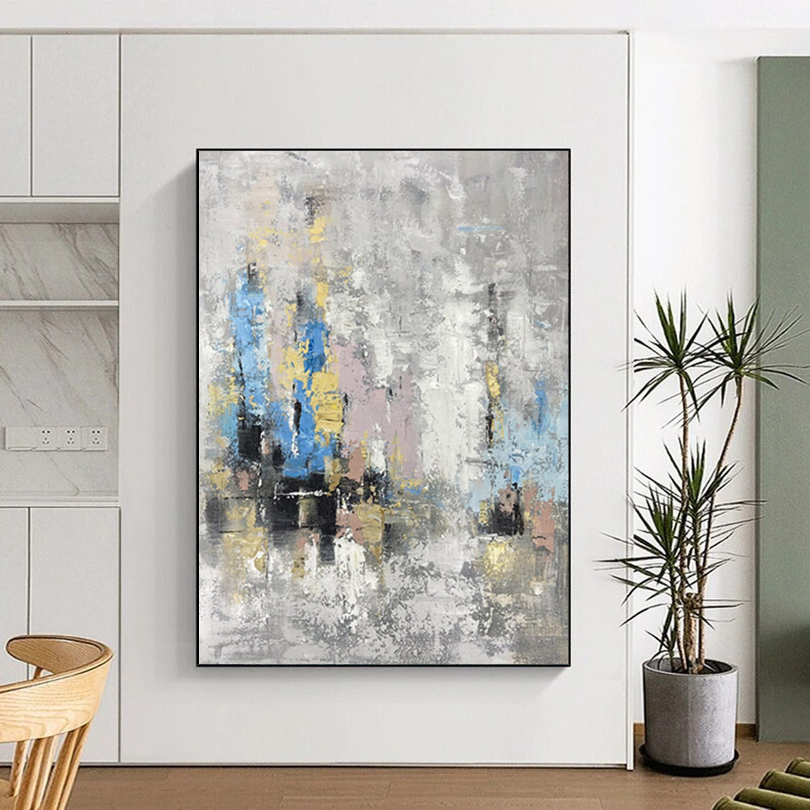 Custom Handmade Abstract Artworks: Big Sizes with Textured Details for Dining Room & Entryway DTP248