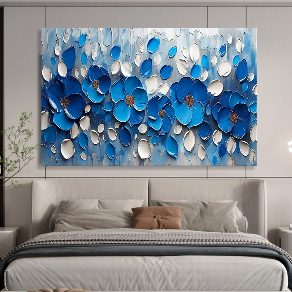 3D Blue Flower Textured Art - Bold Bedroom or Living Room Statement DLZ173
