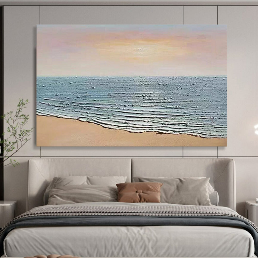 Textured Beach Wave Art - Serene Coastal Living Room or Bathroom Decor DLZ184